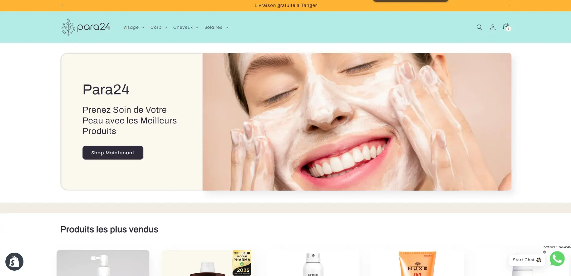 Création Para24 Boutique en Ligne de Soins de la Peau au Maroc