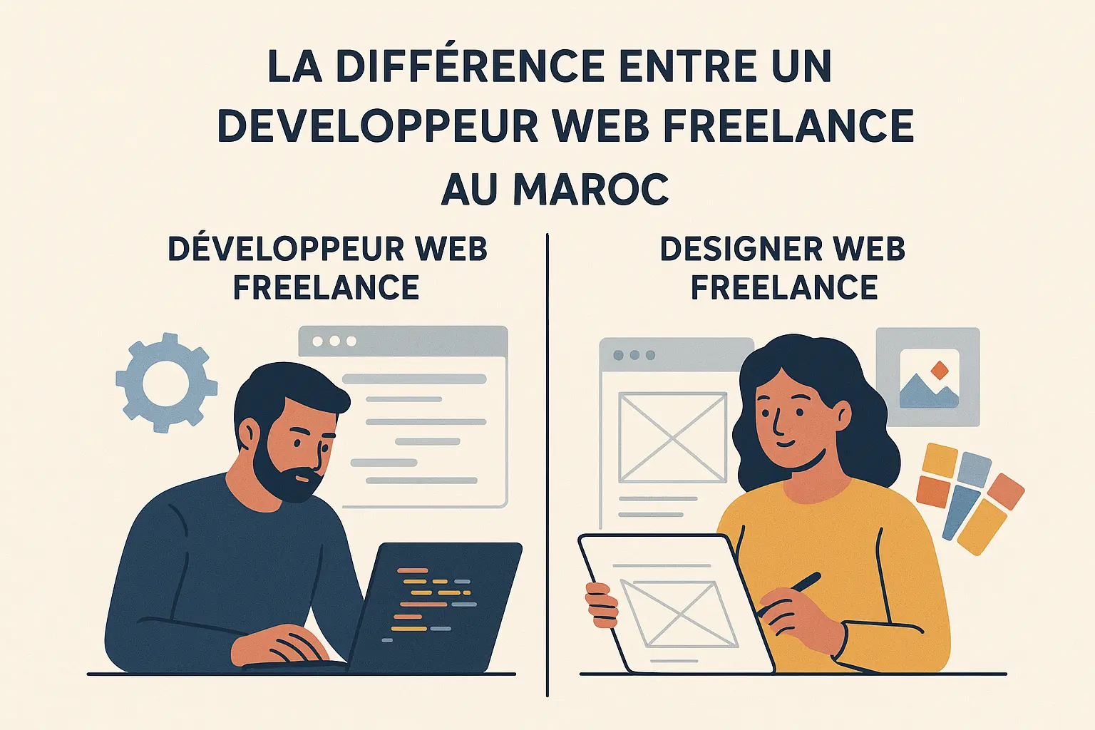 La Différence entre un Développeur Web Freelance et un Designer Web Freelance au Maroc